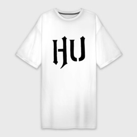 Платье-футболка хлопок с принтом HU abbreviation ,  |  | hollywood undead | hu | hu mask one color | undead | птица с гранатой | рок реп группа hollywood undead