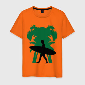 Мужская футболка хлопок с принтом Surfingist , 100% хлопок | прямой крой, круглый вырез горловины, длина до линии бедер, слегка спущенное плечо. | Тематика изображения на принте: летние | лето | на лето | серфинг | серфингист