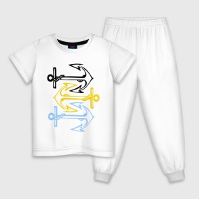 Детская пижама хлопок с принтом Anchors , 100% хлопок |  брюки и футболка прямого кроя, без карманов, на брюках мягкая резинка на поясе и по низу штанин
 | корабль | летние | лето | море | океан | отдых | отпуск | пляж | якорь