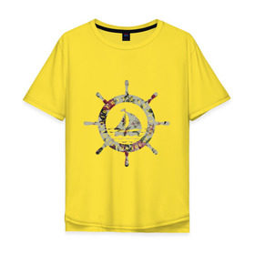 Мужская футболка хлопок Oversize с принтом Flower Wheel , 100% хлопок | свободный крой, круглый ворот, “спинка” длиннее передней части | 