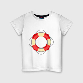 Детская футболка хлопок с принтом Спасательный круг , 100% хлопок | круглый вырез горловины, полуприлегающий силуэт, длина до линии бедер | лето | море | отдых | спасательный круг