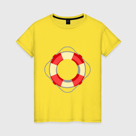 Женская футболка хлопок с принтом Спасательный круг , 100% хлопок | прямой крой, круглый вырез горловины, длина до линии бедер, слегка спущенное плечо | лето | море | отдых | спасательный круг
