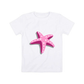 Детская футболка хлопок с принтом Одна морская звезда , 100% хлопок | круглый вырез горловины, полуприлегающий силуэт, длина до линии бедер | летние | лето | море | отдых | отпуск | пляж