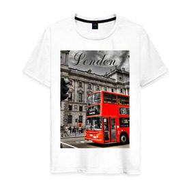 Мужская футболка хлопок с принтом Улицы Лондона , 100% хлопок | прямой крой, круглый вырез горловины, длина до линии бедер, слегка спущенное плечо. | лондон