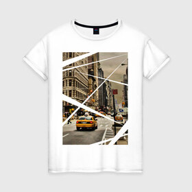 Женская футболка хлопок с принтом Улицы NY , 100% хлопок | прямой крой, круглый вырез горловины, длина до линии бедер, слегка спущенное плечо | new york | urban style | город | города | нью йорк | улицы нью йорка | урбан