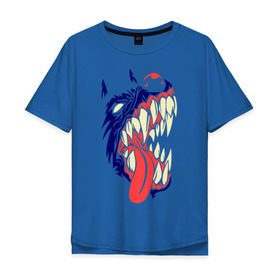Мужская футболка хлопок Oversize с принтом Злая собака , 100% хлопок | свободный крой, круглый ворот, “спинка” длиннее передней части | Тематика изображения на принте: волк | животные | зверь | острые зубы | пес | собачья пасть
