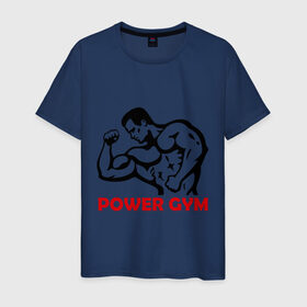 Мужская футболка хлопок с принтом Power Gym , 100% хлопок | прямой крой, круглый вырез горловины, длина до линии бедер, слегка спущенное плечо. | powerlifting