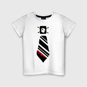 Детская футболка хлопок с принтом Кровавый галстук , 100% хлопок | круглый вырез горловины, полуприлегающий силуэт, длина до линии бедер | кровь | одежда | полосатый галстук | череп