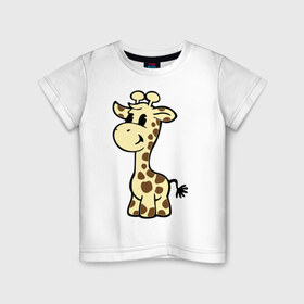 Детская футболка хлопок с принтом Жираф , 100% хлопок | круглый вырез горловины, полуприлегающий силуэт, длина до линии бедер | животные | жираф | маленький жираф