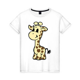 Женская футболка хлопок с принтом Жираф , 100% хлопок | прямой крой, круглый вырез горловины, длина до линии бедер, слегка спущенное плечо | животные | жираф | маленький жираф