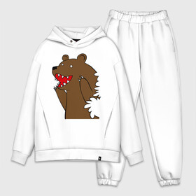 Мужской костюм хлопок OVERSIZE с принтом Медведь цензурный ,  |  | Тематика изображения на принте: интернет приколы | медведь | медведь в кустах | приколы