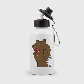 Бутылка спортивная с принтом Медведь цензурный , металл | емкость — 500 мл, в комплекте две пластиковые крышки и карабин для крепления | интернет приколы | медведь | медведь в кустах | приколы