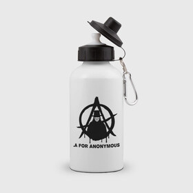 Бутылка спортивная с принтом A for Anonymous (А значит аноним) , металл | емкость — 500 мл, в комплекте две пластиковые крышки и карабин для крепления | anonymous | аноним | анонимус | вендета | вендетта | гай фокс