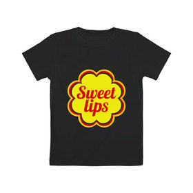 Детская футболка хлопок с принтом Sweet lips , 100% хлопок | круглый вырез горловины, полуприлегающий силуэт, длина до линии бедер | chupa chups | sweet lips | антибренд | сладкие губы | чупа чупс