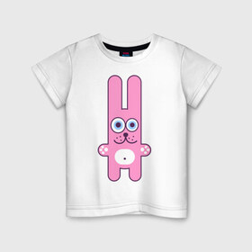 Детская футболка хлопок с принтом Веселый заяц , 100% хлопок | круглый вырез горловины, полуприлегающий силуэт, длина до линии бедер | девушкам | животные | зайцы | зайчик | зайчики | заяц