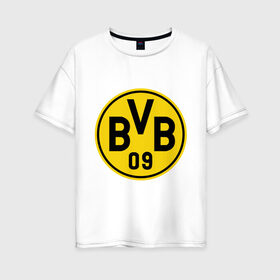 Женская футболка хлопок Oversize с принтом Borussia Dortmund , 100% хлопок | свободный крой, круглый ворот, спущенный рукав, длина до линии бедер
 | боруссия | дортмунд