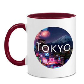 Кружка двухцветная с принтом Tokyo - круг , керамика | объем — 330 мл, диаметр — 80 мм. Цветная ручка и кайма сверху, в некоторых цветах — вся внутренняя часть | tokyo | urban | город | города | мировые столицы | токио | урбан | япония