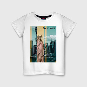 Детская футболка хлопок с принтом NY cтатуя свободы , 100% хлопок | круглый вырез горловины, полуприлегающий силуэт, длина до линии бедер | new york | ny | nyc | urban | город | города | нью йорк | урбан