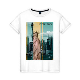 Женская футболка хлопок с принтом NY cтатуя свободы , 100% хлопок | прямой крой, круглый вырез горловины, длина до линии бедер, слегка спущенное плечо | new york | ny | nyc | urban | город | города | нью йорк | урбан