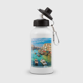 Бутылка спортивная с принтом Венеция , металл | емкость — 500 мл, в комплекте две пластиковые крышки и карабин для крепления | Тематика изображения на принте: 
