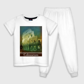 Детская пижама хлопок с принтом Колизей , 100% хлопок |  брюки и футболка прямого кроя, без карманов, на брюках мягкая резинка на поясе и по низу штанин
 | rome | urban | город | города | достопримечательности | колизей | рим | урбан