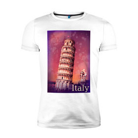 Мужская футболка премиум с принтом Италия. Пизанская башня , 92% хлопок, 8% лайкра | приталенный силуэт, круглый вырез ворота, длина до линии бедра, короткий рукав | pisa | urban | город | города | достопримечательности | пиза | пизанская башня | урбан