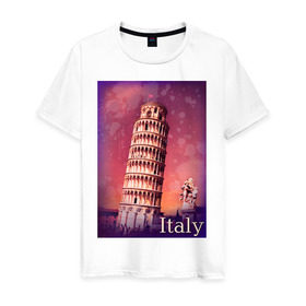 Мужская футболка хлопок с принтом Италия. Пизанская башня , 100% хлопок | прямой крой, круглый вырез горловины, длина до линии бедер, слегка спущенное плечо. | pisa | urban | город | города | достопримечательности | пиза | пизанская башня | урбан