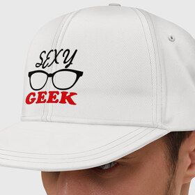 Кепка снепбек с прямым козырьком с принтом sexy geek , хлопок 100% |  | ботаник | очки | студент
