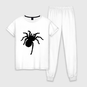 Женская пижама хлопок с принтом Паук (spider) , 100% хлопок | брюки и футболка прямого кроя, без карманов, на брюках мягкая резинка на поясе и по низу штанин | насекомые | паутина | паучок | черная вдова | черный паук