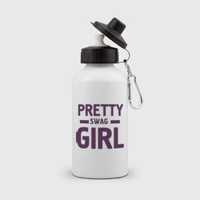 Бутылка спортивная с принтом Pretty swag girl , металл | емкость — 500 мл, в комплекте две пластиковые крышки и карабин для крепления | девушка | девчонка | сваг | свэг
