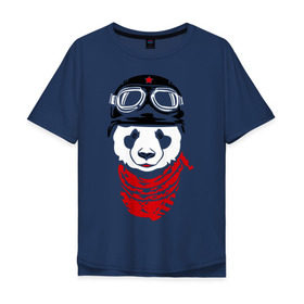 Мужская футболка хлопок Oversize с принтом Панда байкер , 100% хлопок | свободный крой, круглый ворот, “спинка” длиннее передней части | panda | медведь | медвежонок | мишка | мотоциклист | шлем