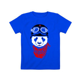 Детская футболка хлопок с принтом Панда байкер , 100% хлопок | круглый вырез горловины, полуприлегающий силуэт, длина до линии бедер | Тематика изображения на принте: panda | медведь | медвежонок | мишка | мотоциклист | шлем