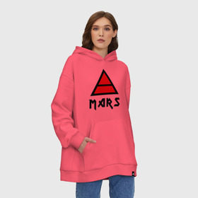 Худи SuperOversize хлопок с принтом 30 seconds to mars (знак триада). , 70% хлопок, 30% полиэстер, мягкий начес внутри | карман-кенгуру, эластичная резинка на манжетах и по нижней кромке, двухслойный капюшон
 | 30stm | punk | rock | джаред лето | музыка | панк | панк рок | рок