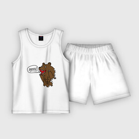 Детская пижама с шортами хлопок с принтом Медведь качок (дрищ) ,  |  | дрищ | интернет прикол | качалка | мусклы | мышцы | пресс | силовой спорт