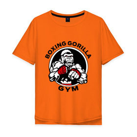 Мужская футболка хлопок Oversize с принтом Boxing gorilla gym , 100% хлопок | свободный крой, круглый ворот, “спинка” длиннее передней части | боец | бокс | боксер | горила | горилла | кулаки | обезьяна | спорт | спортсменам
