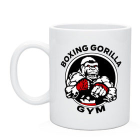 Кружка с принтом Boxing gorilla gym , керамика | объем — 330 мл, диаметр — 80 мм. Принт наносится на бока кружки, можно сделать два разных изображения | боец | бокс | боксер | горила | горилла | кулаки | обезьяна | спорт | спортсменам