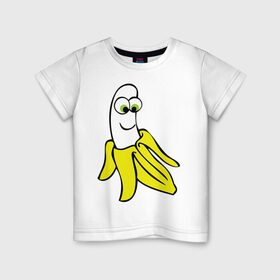 Детская футболка хлопок с принтом Веселый банан , 100% хлопок | круглый вырез горловины, полуприлегающий силуэт, длина до линии бедер | банан