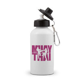 Бутылка спортивная с принтом Muay thai , металл | емкость — 500 мл, в комплекте две пластиковые крышки и карабин для крепления | Тематика изображения на принте: муай тай