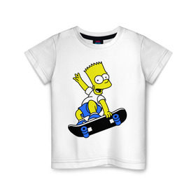 Детская футболка хлопок с принтом Барт на скейте , 100% хлопок | круглый вырез горловины, полуприлегающий силуэт, длина до линии бедер | simpsons | барт симпсон | мультфильмы | симпсоны