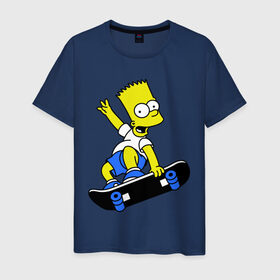Мужская футболка хлопок с принтом Барт на скейте , 100% хлопок | прямой крой, круглый вырез горловины, длина до линии бедер, слегка спущенное плечо. | simpsons | барт симпсон | мультфильмы | симпсоны