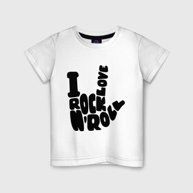 Детская футболка хлопок с принтом Люблю рок-н-ролл , 100% хлопок | круглый вырез горловины, полуприлегающий силуэт, длина до линии бедер | Тематика изображения на принте: rock | rock n roll | музыка | рок | рок музыка | рок н ролл