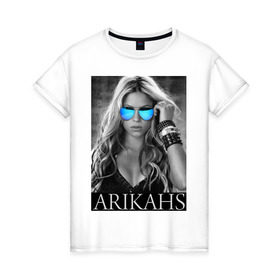 Женская футболка хлопок с принтом Arikahs , 100% хлопок | прямой крой, круглый вырез горловины, длина до линии бедер, слегка спущенное плечо | shakira | актирса | голливуд | звезды | знаменитости | певица | шакира