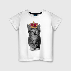 Детская футболка хлопок с принтом Meow kitten , 100% хлопок | круглый вырез горловины, полуприлегающий силуэт, длина до линии бедер | Тематика изображения на принте: kitten | meow | meow kitten | киса | кот | котик | котэ | котяра | кошка | прикольный кот