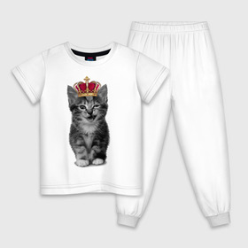 Детская пижама хлопок с принтом Meow kitten , 100% хлопок |  брюки и футболка прямого кроя, без карманов, на брюках мягкая резинка на поясе и по низу штанин
 | kitten | meow | meow kitten | киса | кот | котик | котэ | котяра | кошка | прикольный кот