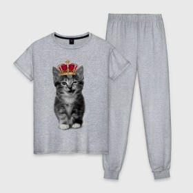 Женская пижама хлопок с принтом Meow kitten , 100% хлопок | брюки и футболка прямого кроя, без карманов, на брюках мягкая резинка на поясе и по низу штанин | kitten | meow | meow kitten | киса | кот | котик | котэ | котяра | кошка | прикольный кот