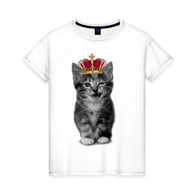 Женская футболка хлопок с принтом Meow kitten , 100% хлопок | прямой крой, круглый вырез горловины, длина до линии бедер, слегка спущенное плечо | kitten | meow | meow kitten | киса | кот | котик | котэ | котяра | кошка | прикольный кот