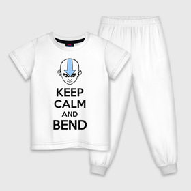 Детская пижама хлопок с принтом Keep calm and bend , 100% хлопок |  брюки и футболка прямого кроя, без карманов, на брюках мягкая резинка на поясе и по низу штанин
 | 