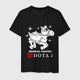 Мужская футболка хлопок с принтом DOTA 2. donkey courier. , 100% хлопок | прямой крой, круглый вырез горловины, длина до линии бедер, слегка спущенное плечо. | dota 2 | дота | дота 2 | игры | осел | ослик с крыльями