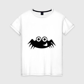 Женская футболка хлопок с принтом Весёлый паучок , 100% хлопок | прямой крой, круглый вырез горловины, длина до линии бедер, слегка спущенное плечо | насекомые | паук