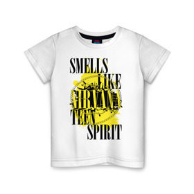 Детская футболка хлопок с принтом Smells like teen spirit , 100% хлопок | круглый вырез горловины, полуприлегающий силуэт, длина до линии бедер | smells like teen spirit | музыка | музыкальные группы | нирвана